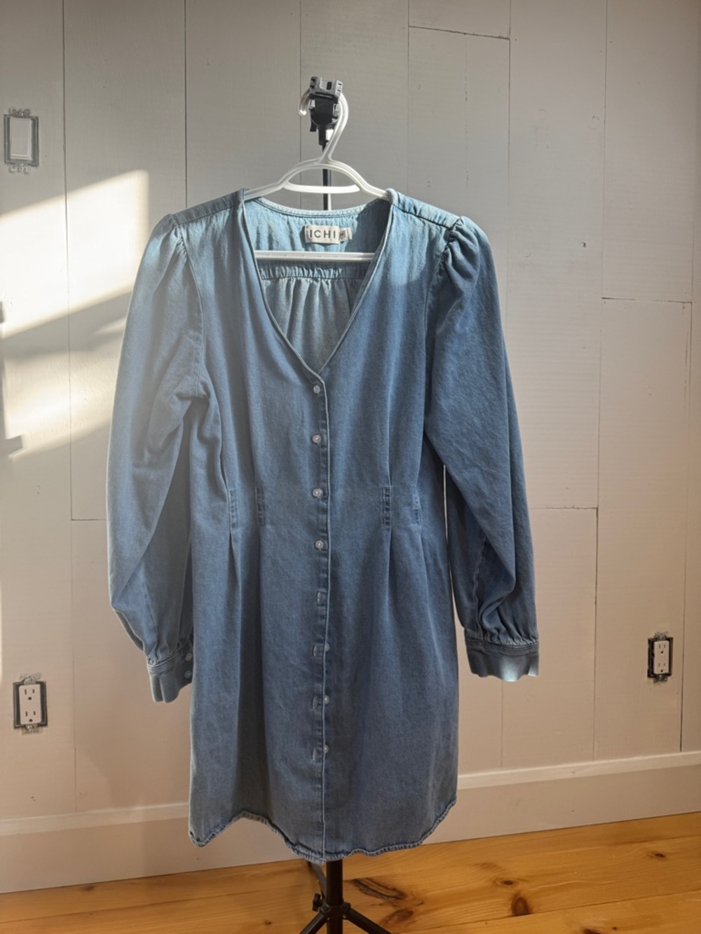 ICHI Light Wash Denim Button-Front Dress